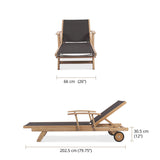 Chaise longue Rivera avec accoudoirs - Teck GRADE A + Batyline + ferrures inox