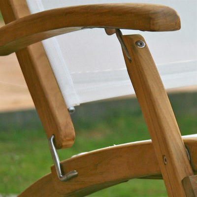 Chaise longue Rivera - Teck GRADE A + Batyline + ferrures inox