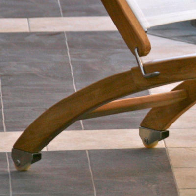 Chaise longue Rivera - Teck GRADE A + Batyline + ferrures inox