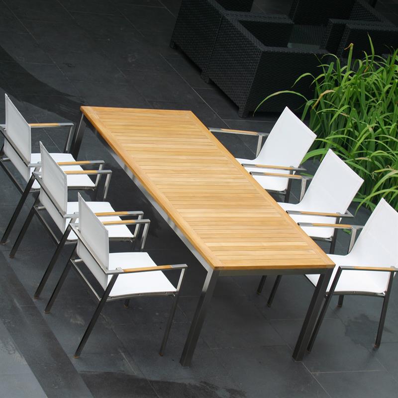Ensemble Alzette 210 composé d'une table à manger Florence 210 cm et de chaises empilables Alzette