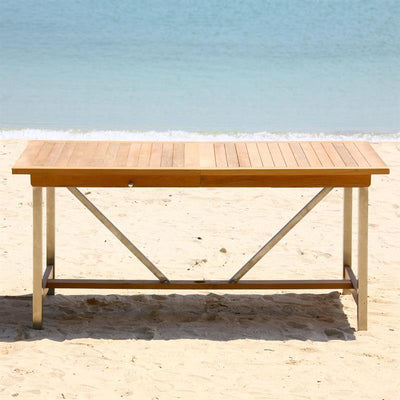 Table extensible Moselle 220/160 x 100 x 76,5 cm - Teck certifié GRADE A + structure inox