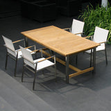 Table double rallonge Moselle 280/235/190x100x76,5 cm - Teck certifié GRADE A + structure inox