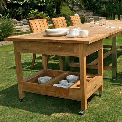 Desserte en teck 100x65x75 cm assortie aux tables Elegance et Moselle