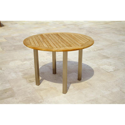 Table ronde Florence 109 cm en teck avec acier inoxydable