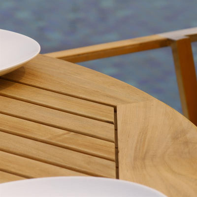 Table ronde Florence 160 cm en teck et acier inoxydable