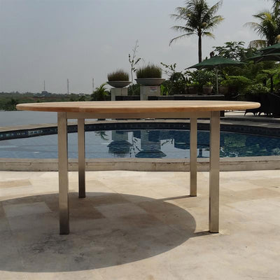 Table ronde Florence 160 cm en teck et acier inoxydable