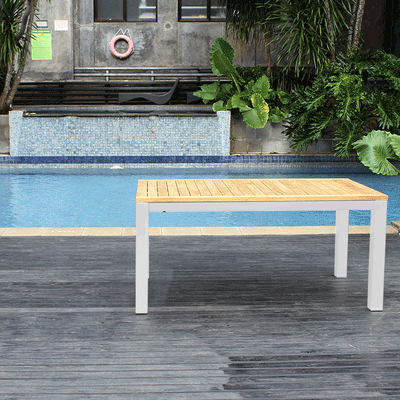 Florence aluminum front extending table 230/160x100x77 cm Certified Teak GRADE A with aluminum frame