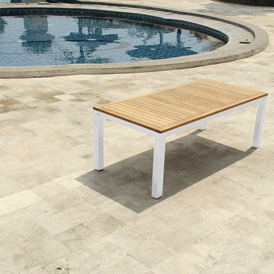 Florence Alu-Frontausziehtisch 310/210x100x77 cm Zertifiziertes Teak GRADE A mit Aluminiumgestell