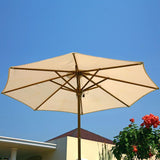 Sonnenschirm rund 300 cm Durchmesser Nagata Standardfarbe Teak mit Messingbeschlägen