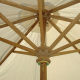 Sonnenschirm rund 275cm Durchmesser mit Nagata Bespannung Teak mit Messingbeschlägen