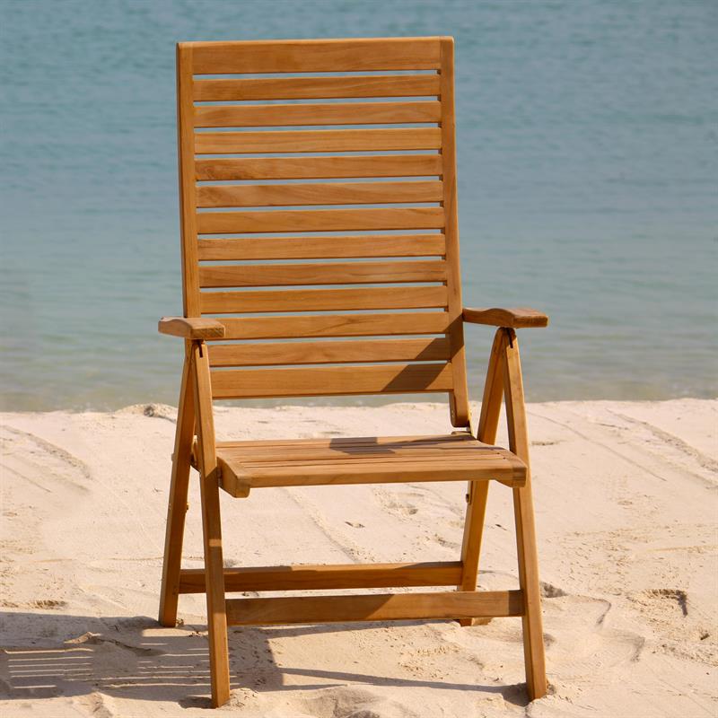Chaise à dossier haut Trent - teck certifié GRADE A + ferrures en laiton