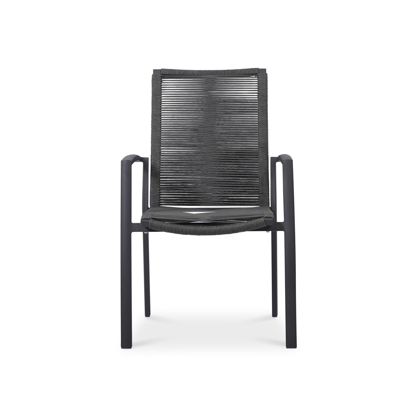 Chaise empilable Yuma avec dossier haut, corde résistante aux intempéries + revêtement en poudre d'aluminium