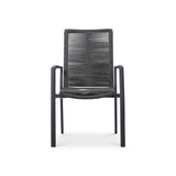 Chaise empilable Yuma avec dossier haut, corde résistante aux intempéries + revêtement en poudre d'aluminium