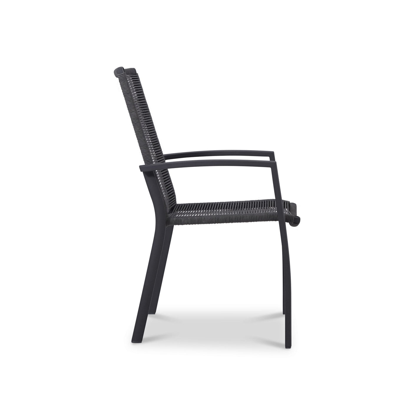 Chaise empilable Yuma avec dossier haut, corde résistante aux intempéries + revêtement en poudre d'aluminium