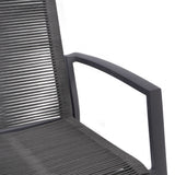 Chaise empilable Yuma avec dossier haut, corde résistante aux intempéries + revêtement en poudre d'aluminium