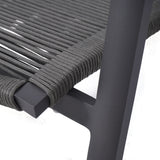 Chaise empilable Yuma avec dossier haut, corde résistante aux intempéries + revêtement en poudre d'aluminium