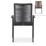 Chaise empilable Yuma avec dossier haut, corde résistante aux intempéries + revêtement en poudre d'aluminium