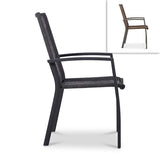 Chaise empilable Yuma avec dossier haut, corde résistante aux intempéries + revêtement en poudre d'aluminium