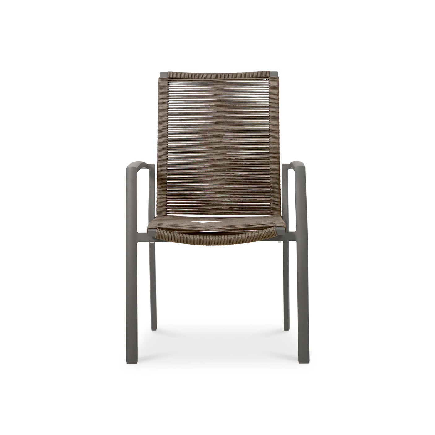 Chaise empilable Yuma avec dossier haut, corde résistante aux intempéries + revêtement en poudre d'aluminium