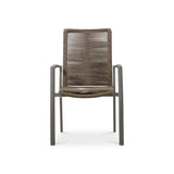 Chaise empilable Yuma avec dossier haut, corde résistante aux intempéries + revêtement en poudre d'aluminium