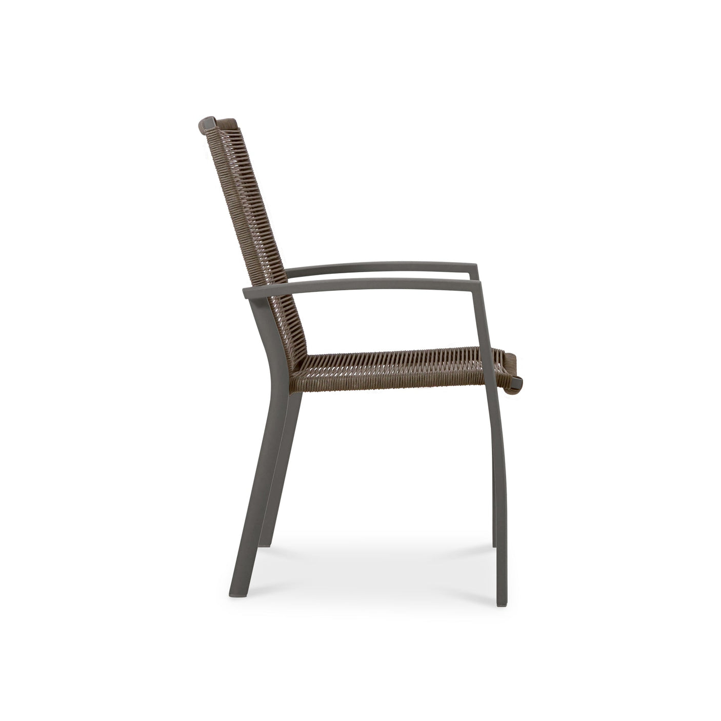 Chaise empilable Yuma avec dossier haut, corde résistante aux intempéries + revêtement en poudre d'aluminium