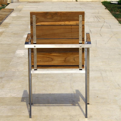 Ensemble de chaises empilables Zilart Teck Naturel 160 composé d'une table à manger Zilart 160 x 100 et de chaises empilables Zilart