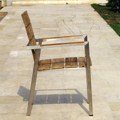 Ensemble de chaises empilables Zilart Teck Naturel 160 composé d'une table à manger Zilart 160 x 100 et de chaises empilables Zilart