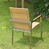 Chaise empilable Zilart Teck Grade A brossé - Teck GRADE A NATUREL brossé + structure en acier inoxydable