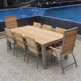 Chaise empilable Zilart Teck Grade A brossé - Teck GRADE A NATUREL brossé + structure en acier inoxydable