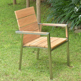 Chaise empilable Zilart Teck Grade A brossé - Teck GRADE A NATUREL brossé + structure en acier inoxydable