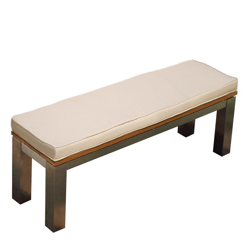 Banc de jardin Zilart sans dossier 140x45 cm - Teck vintage brossé + structure inox