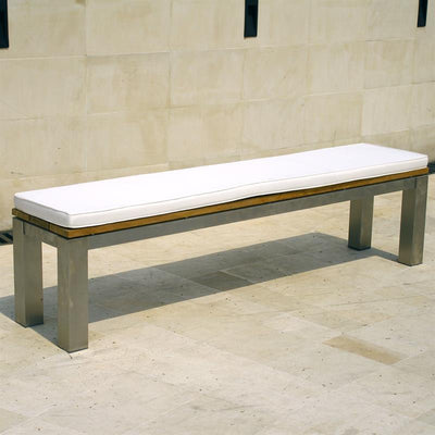 Zilart Gartenbank ohne Rückenlehne 190x45 cm - Vintage Teak gebürstet + Edelstahlgestell