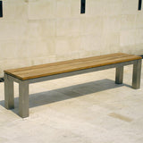 Zilart Gartenbank ohne Rückenlehne 190x45 cm - Vintage Teak gebürstet + Edelstahlgestell