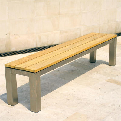 Ensemble de bancs Zilart en teck de qualité A 210/2/2 composé d'une table à manger Zilart 210 x 100 avec 2 bancs de jardin et 2 tables d'appoint/tabourets