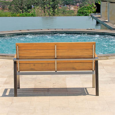 Zilart garden bench with backrest and armrests 140 - Teak GRADE A NATURAL brushed + stainless steel frame
