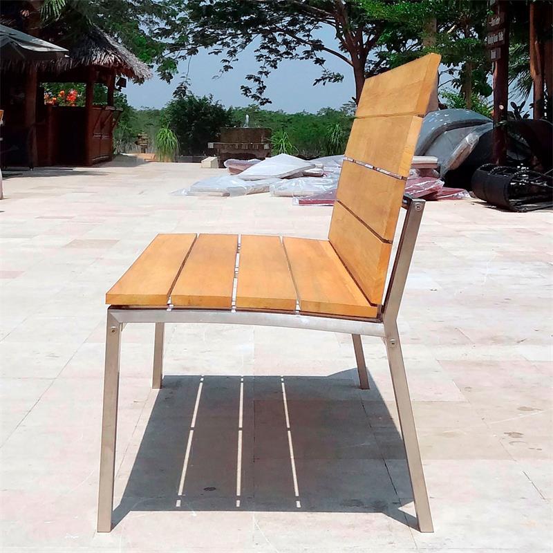 Banc de jardin Zilart avec dossier ou accoudoir 132 - Teck GRADE A NATUREL brossé + structure en acier inoxydable