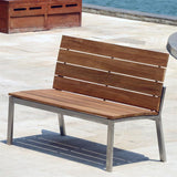 Zilart Gartenbank mit Rückenlehne o. Armlehne 132 Vintage Teak mit Edelstahlgestell 132x63,5x91,4 cm