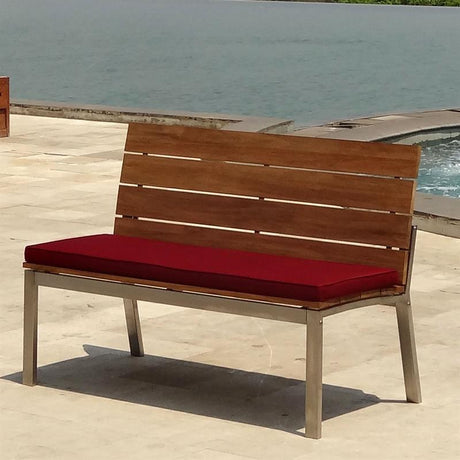 Banc de jardin Zilart avec dossier ou accoudoirs 132 Vintage Teck avec structure en acier inoxydable 132x63,5x91,4 cm