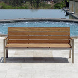 Zilart Gartenbank mit Rücken-+ Armlehne 190 - Vintage Teak gebürstet + Edelstahlgestell