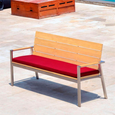 Zilart garden bench with backrest and armrests 190 - Teak GRADE A NATURAL brushed + stainless steel frame