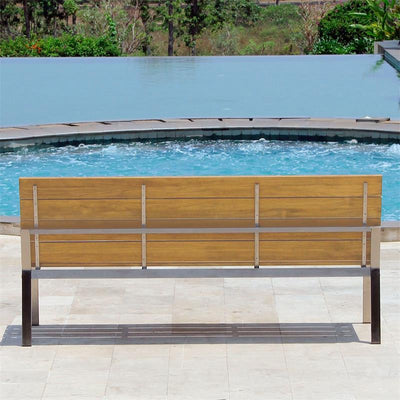 Zilart garden bench with backrest without AL 182 - Teak GRADE A with stainless steel frame 182x63.5x91.4 cm