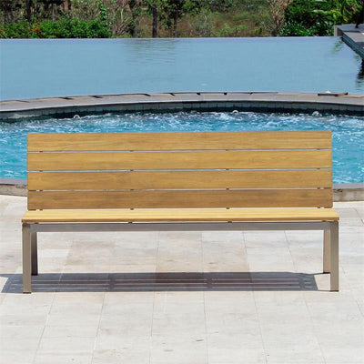 Zilart garden bench with backrest without AL 182 - Teak GRADE A with stainless steel frame 182x63.5x91.4 cm
