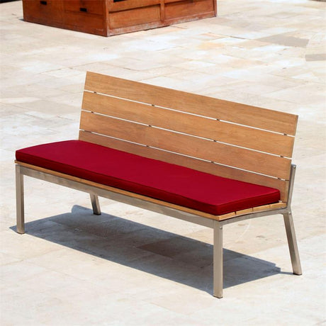 Banc de jardin Zilart avec dossier sans AL 182 - Teck GRADE A avec structure en acier inoxydable 182x63,5x91,4 cm