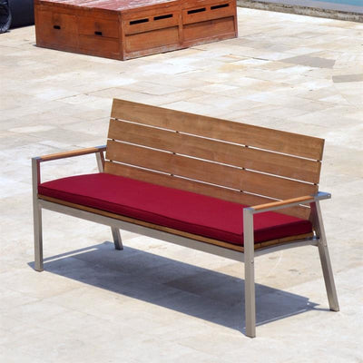Zilart Gartenbank mit Rücken-+ Armlehne 190 - Vintage Teak gebürstet + Edelstahlgestell