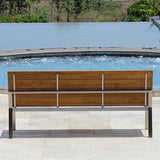 Zilart Gartenbank mit Rückenlehne o. Armlehne 182  - Vintage Teak gebürstet + Edelstahlgestell