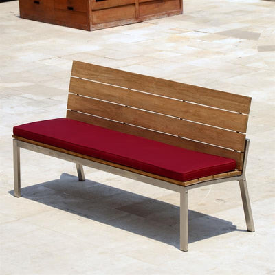 Zilart Gartenbank mit Rückenlehne o. Armlehne 182  - Vintage Teak gebürstet + Edelstahlgestell