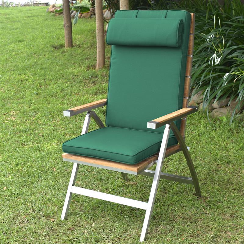Chaise à dossier haut Zilart en teck grade A brossé - Teck GRADE A NATUREL brossé + structure en acier inoxydable