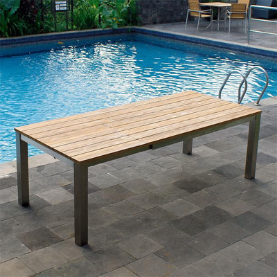 Ensemble de table à rallonge frontale Zilart Teck Naturel 230 composé d'une table à rallonge frontale Zilart 230/160 x 100 et de chaises empilables Zilart