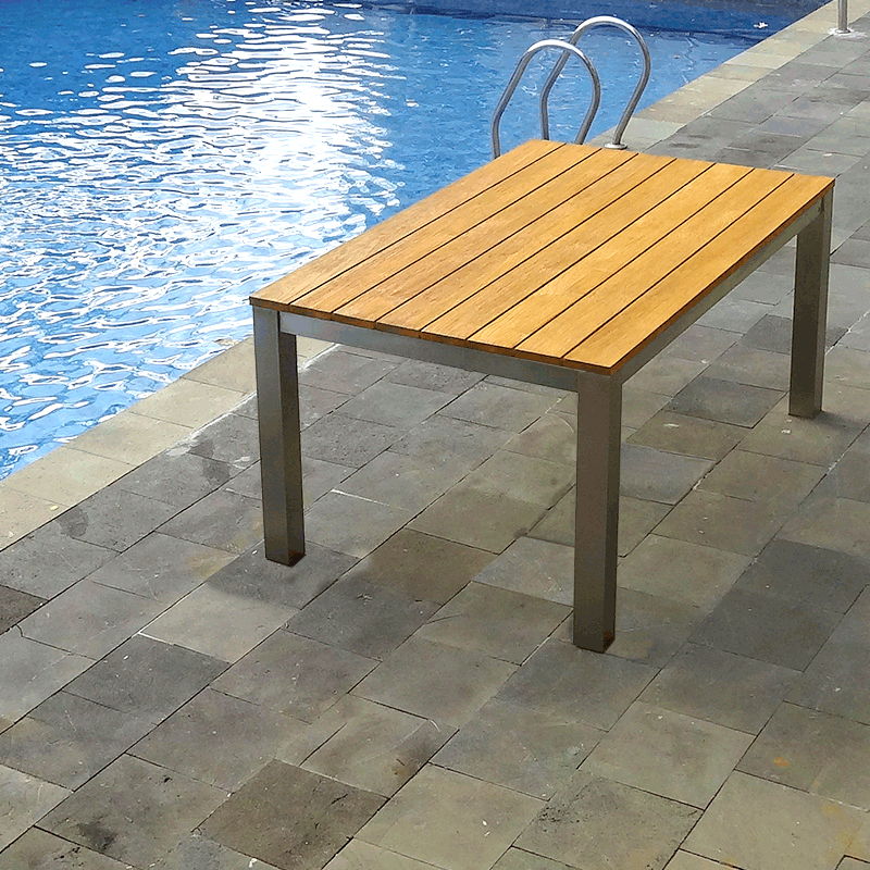 Zilart front extending table 230/160 x 100 x 77 cm teak GRADE A brushed + stainless steel frame