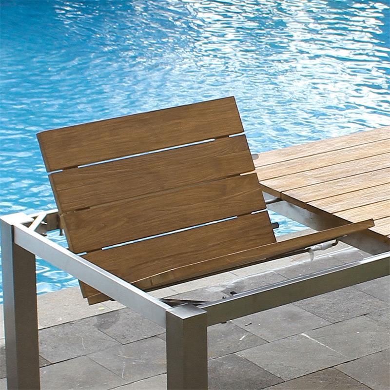 Zilart front extending table 230/160 x 100 x 77 cm teak GRADE A brushed + stainless steel frame